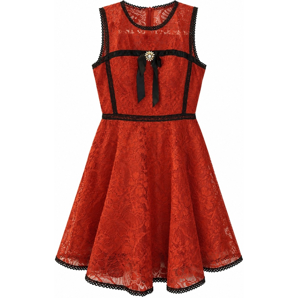 Handmade Red Black Lace and Ribbon Dress Pop Punk Goth Core Dark Feminine S/M